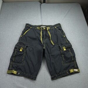 Vintage Jetlag Shorts Mens 38 Gray Contrast Stitch Cargo Y2K Baggy Tactical